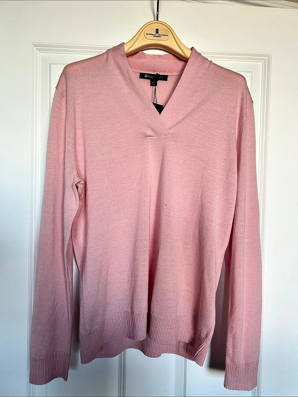 Brooks Brothers Extra-Fine Merino Wool V-Neck Sweater Pink XL